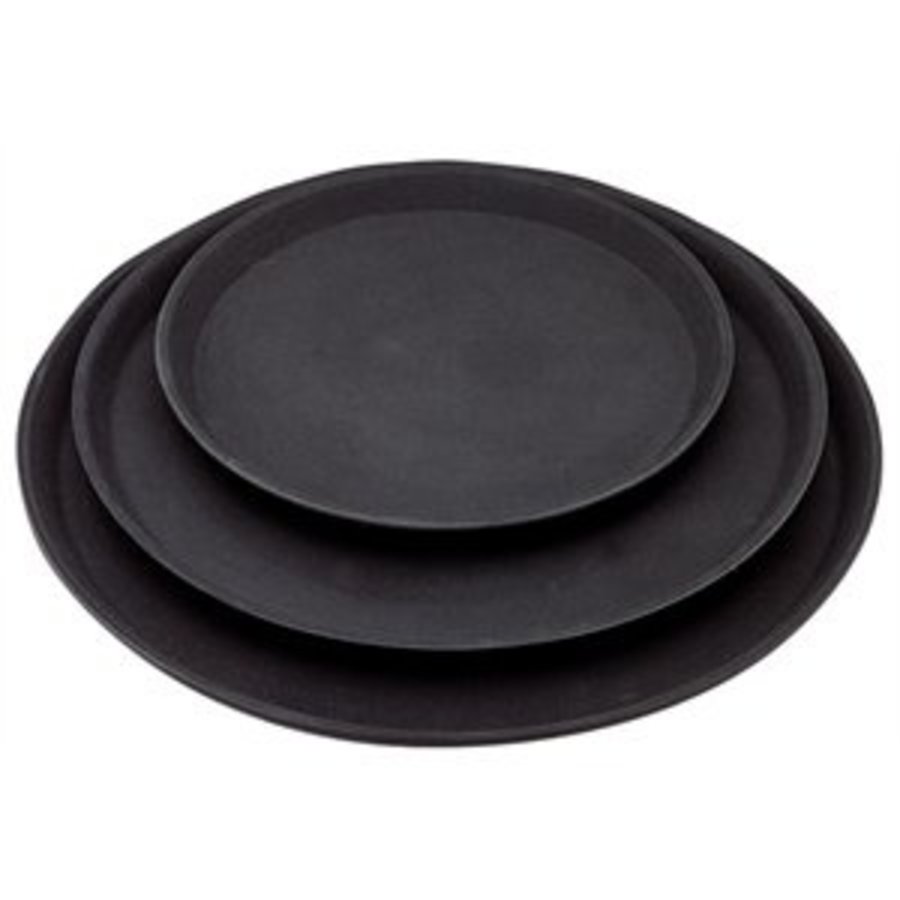 Antislip-Tablett schwarz rund Kunststoff | 3 Größen