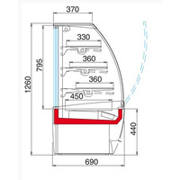 Wandkühlmöbel Konditorei / Rolls 138x69x126 cm