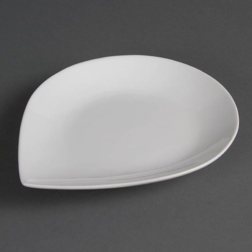 Olympia Weißes Porzellan Tropfen-Form Servierteller Weiß | 4 Stück 