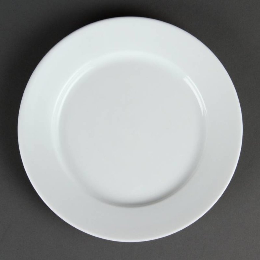 Restaurant weißer Teller mit breitem Rand 20 cm (12 Stück)
