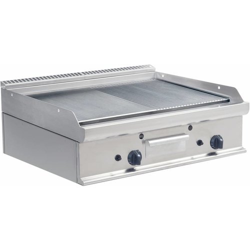  Saro Professionelle Gasgrillplatte | Glatt & gerippt | 80x70x (H) 27cm 