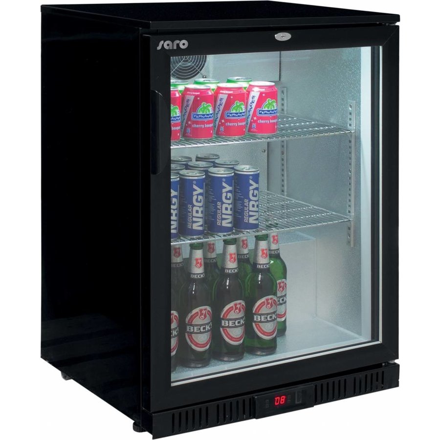 Flaschenkühlschrank mit Glastür | Schwarz | 128 Liter