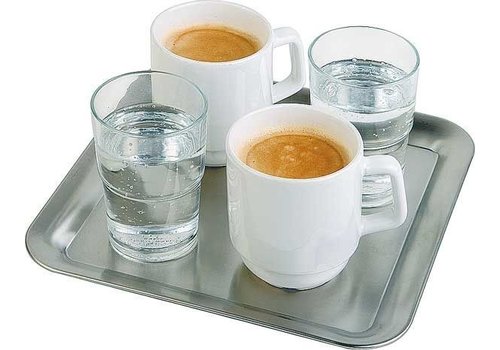  APS Kaffee Servierschale Edelstahl 23x23x1,5 cm 