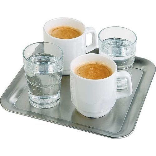  APS Kaffee Servierschale Edelstahl 23x23x1,5 cm 