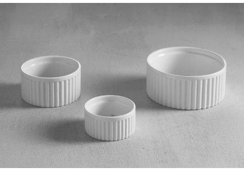  Hendi Gerippte weißes Porzellan Ramekin 9x5cm | 6 Stück 