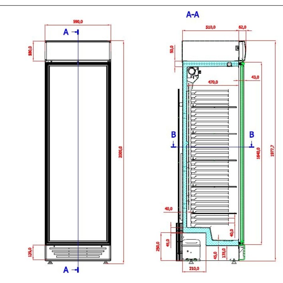 Display Kühlschrank | Linksdrehende Glastür | LED Beleuchtung | Weiß