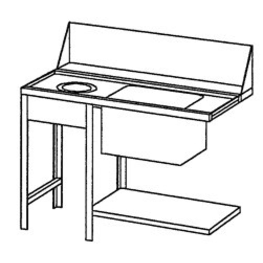 Einlauftisch links mit Abfallrutsche | 120x72x85 cm