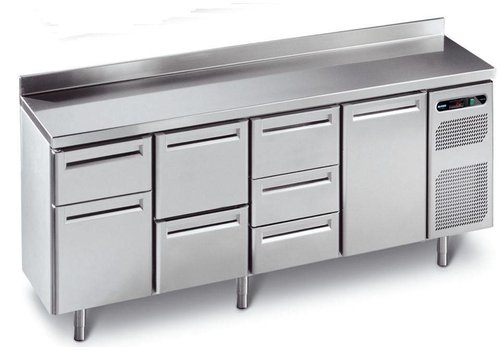  Afinox Kühlwerkbank Edelstahl mit 4 Automatiktüren | 230 x 70 x 86 cm 