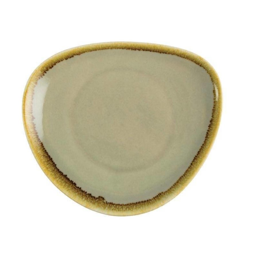 Moosgrün Porzellan dreieckige Platten von 16,5 cm (6 Stück)
