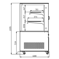 Thekenvitrine aus Glas | 122x68x (h) 127 cm