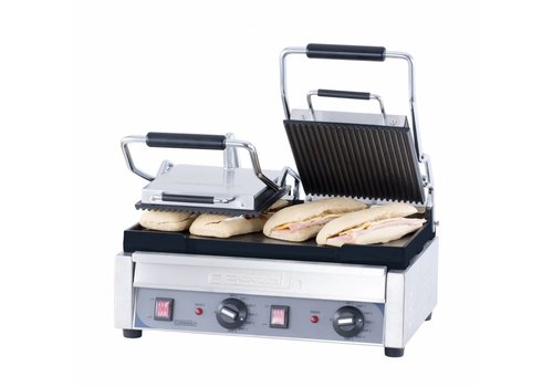  Casselin Doppel Kontakt Grill glatt / gerippt | 445 x 242mm 