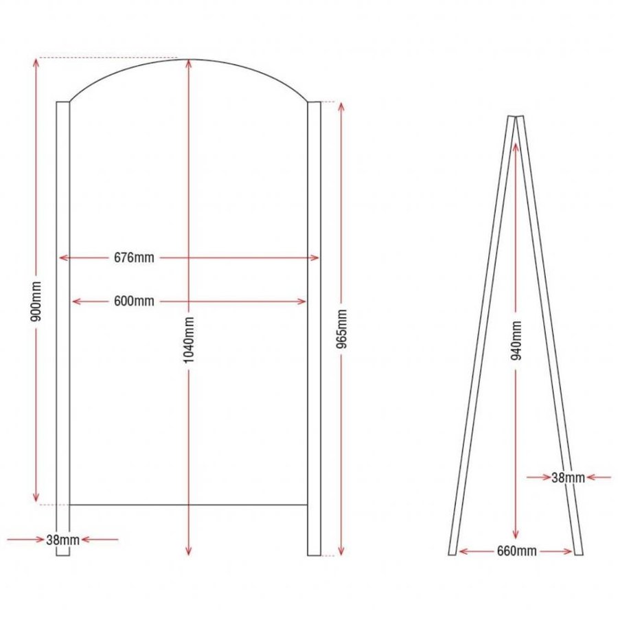 Stoepbord mit schwarzem Metallrahmen | 66x67x (H) 103cm