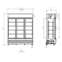 Wandkühler mit 3 Glastüren 160 cm 1065 Liter