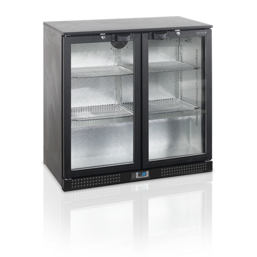 Black Bar Kühlschrank mit 2 Türen | Inklusive Schloss | 90x52x90cm