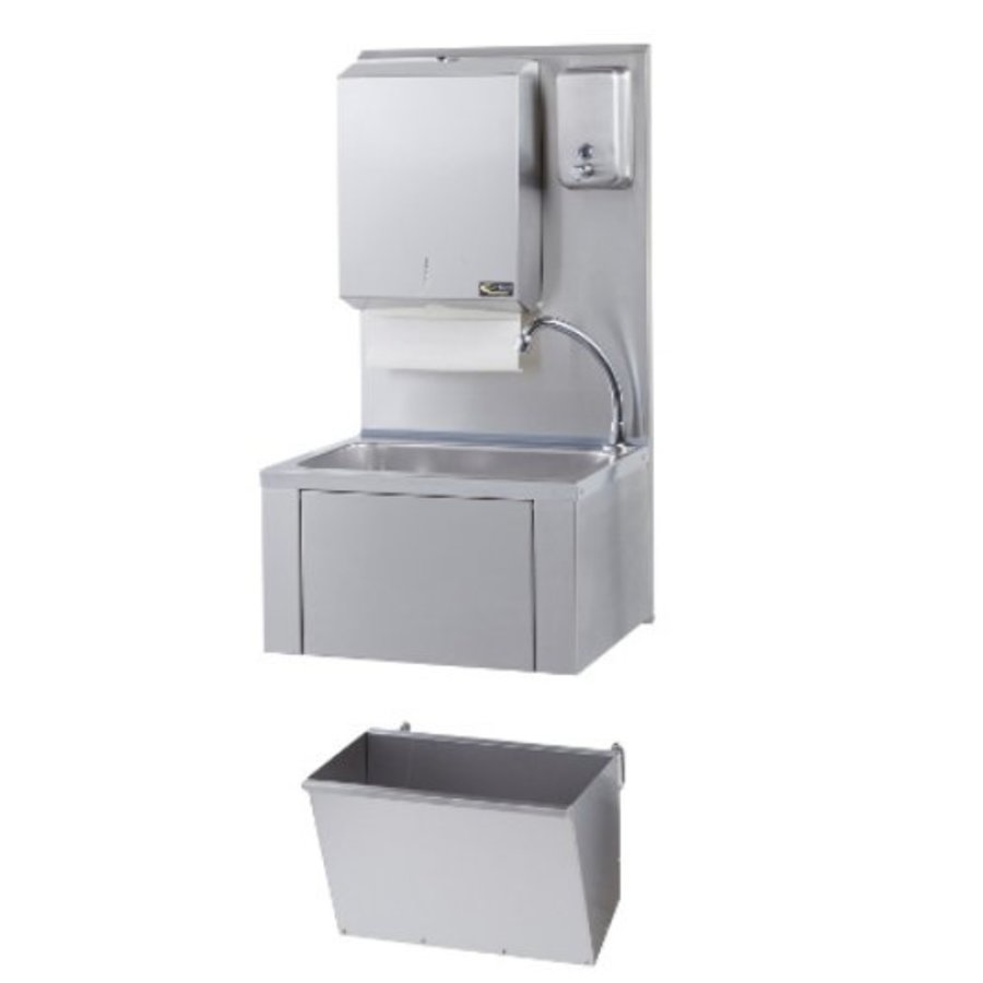 Catering Handwaschbecken + Papier- und Seifenspender | Rostfreier Stahl
