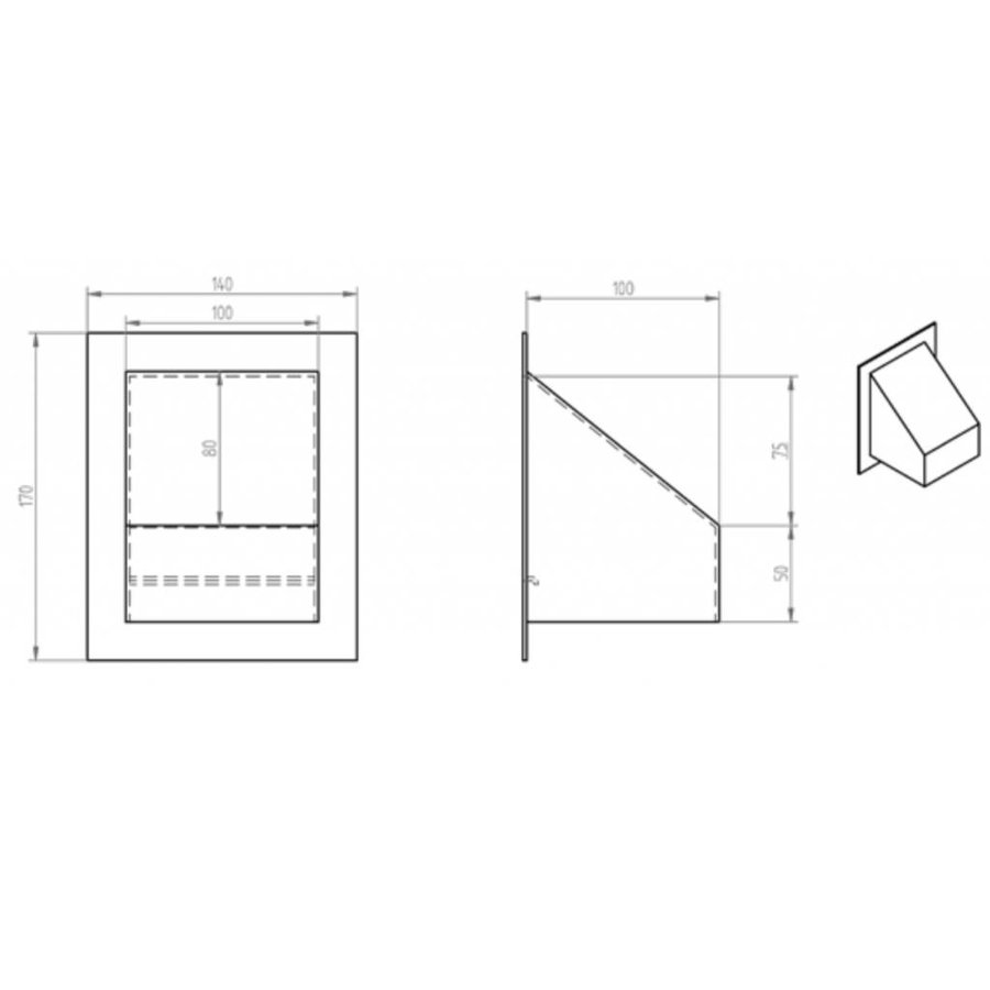 Wanddurchführung | Aluminium | 13x10 cm | 1 Auslass | Befestigungsplatte 17x14 cm
