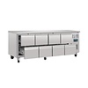 Polar Werkbank | Gekühlt | Tiefes Modell | Edelstahl | 8 Schubladen | 86(H)x223(B)x70(T) cm