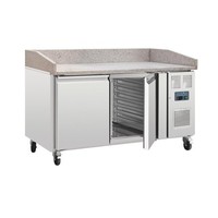 Pizza Werkbank | Gekühlt | Edelstahl | Marmorplatte | 428L | 100(H)x151(B)x80(T)cm