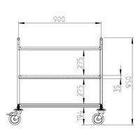 Servierwagen aus Edelstahl 3 Plateaus 100x65x95 cm