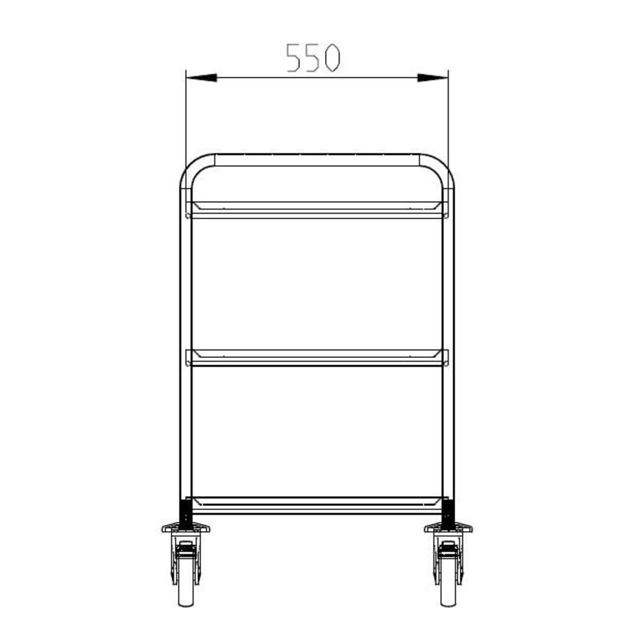 Servierwagen aus Edelstahl 3 Plateaus 100x65x95 cm