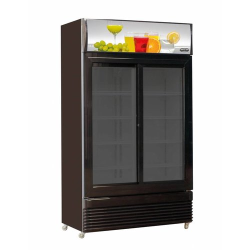  Combisteel Kühlschrank Schwarz Glasschiebetüren | 780L 