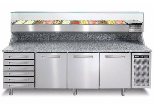  Afinox Pizzawerkbank | Edelstahl | 256x80x (h) 104 cm 