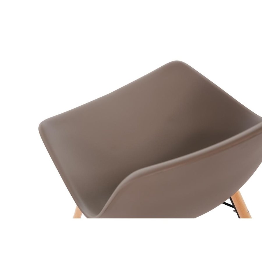 Kunststoffstühle braun mit Holzbeinen (2 Stück)