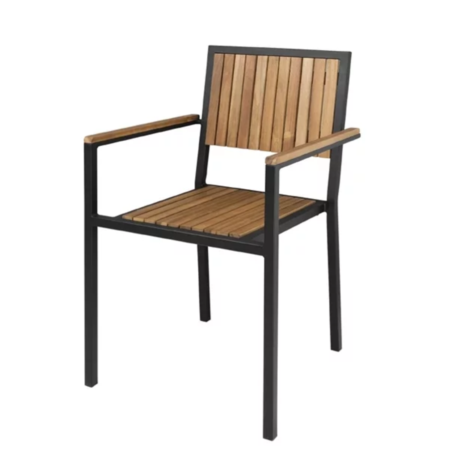 Stühle aus Stahl und Akazienholz mit Armlehnen 4 Stück