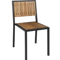 Stühle aus Stahl und Akazienholz ohne Armlehnen 4 Stück