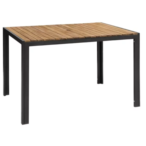  Bolero Rechteckiger Tisch aus Stahl und Akazienholz 120 x 80 cm 