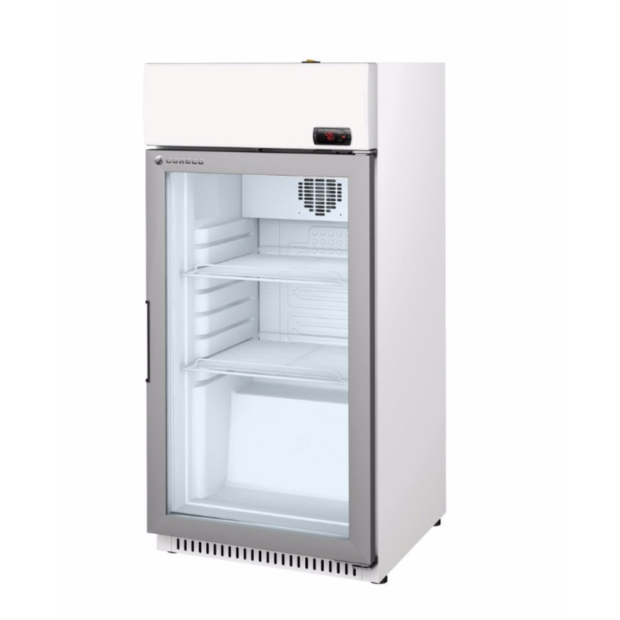 Kühlschrank mit Glastür | Weiß/Stahl