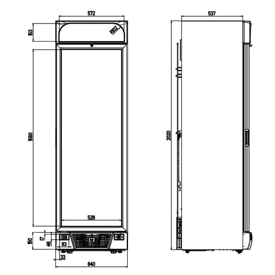 Glastür Gefrierschrank | 1 Tür