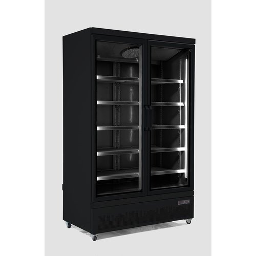  Combisteel Kühlschrank 2 Glastüren | Edelstahl | 1000 L | Innen + Außen schwarz 