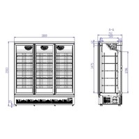 Gefrierschrank 3 Glastüren | 1450 Liter | Rostfreier Stahl Innen und außen schwarz