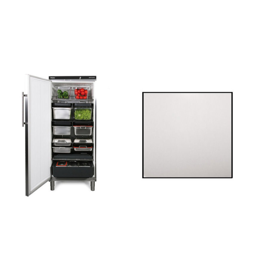 Vorratskühlschrank Edelstahl | 583 Liter | Passend für 1/1GN | 75x75x (H) 187/193 cm | Links oder rechts angeschlagene Tür