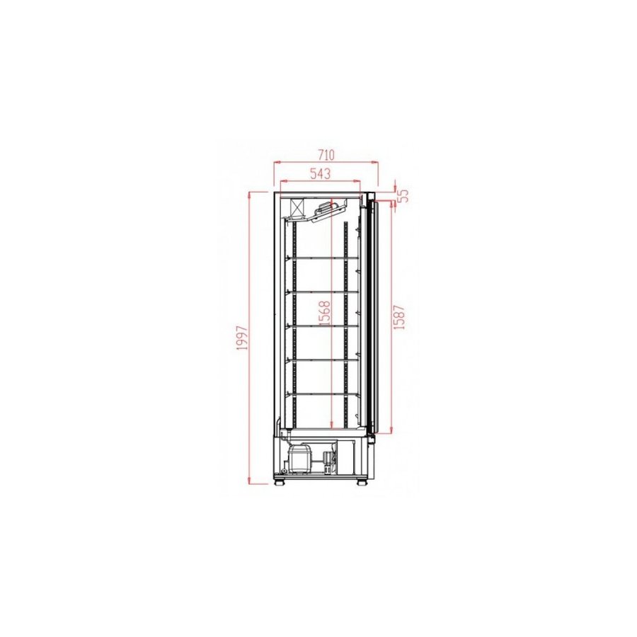 Kühlschrank 3 Glastüren | 188x71x199,7(h)cm | Schwarz