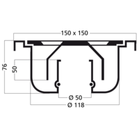 Bodenablauf Edelstahl Vertikal Anschluss | 15(B)x15(T)x8(H) cm