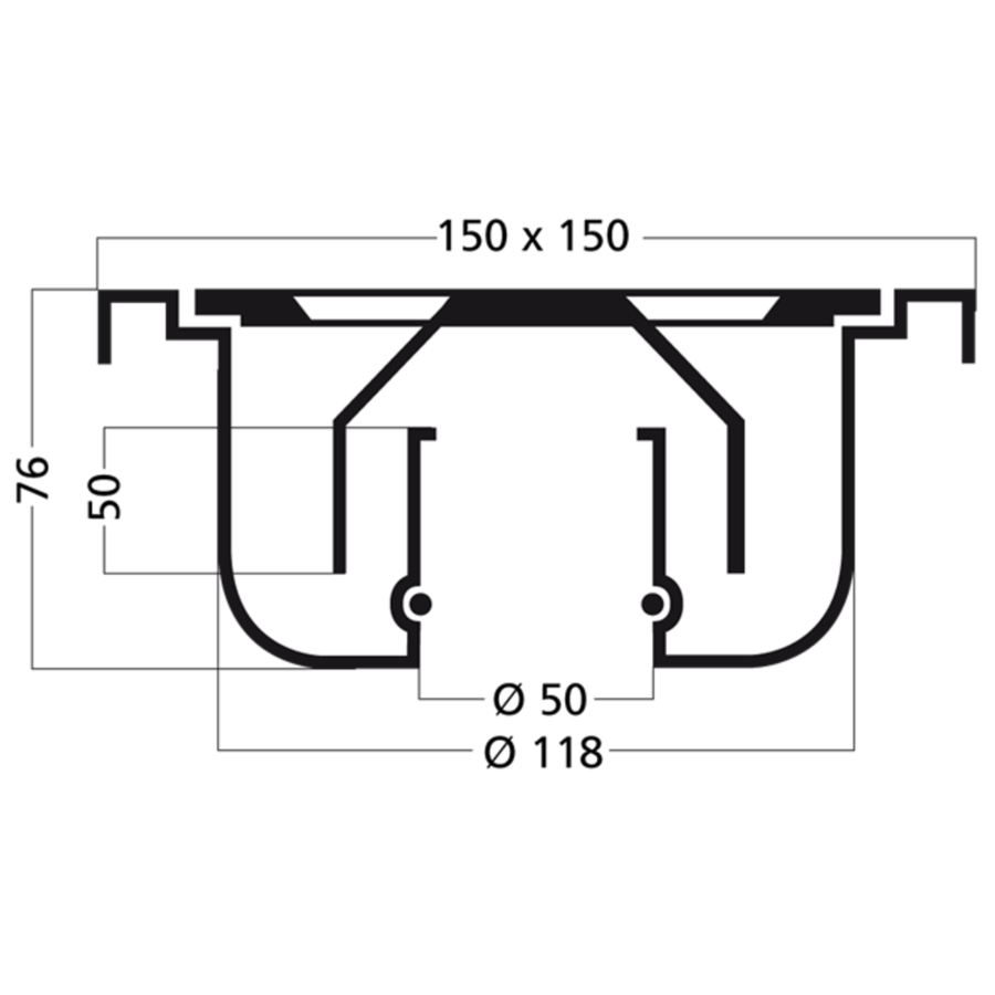 Bodenablauf Edelstahl Vertikal Anschluss | 15(B)x15(T)x8(H) cm