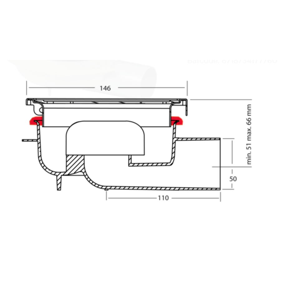 Bodenablauf Edelstahl ABS Horizontal Anschluss | 15(B)x15(T)x8(H) cm