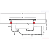 Bodenablauf Edelstahl ABS Horizontal Anschluss | 15(B)x15(T)x13(H) cm