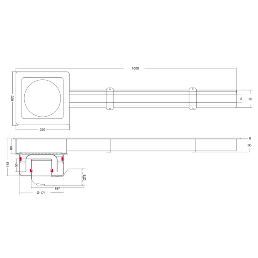 Kupplungsstangen Schlitzrinne Edelstahl Horizontal/Vertikal Anschluss | 100 cm