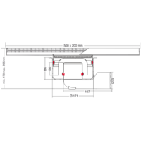 Bodenablauf Edelstahl Horizontal/Vertikal Anschluss | 50(B)x20(T)x17(H) cm