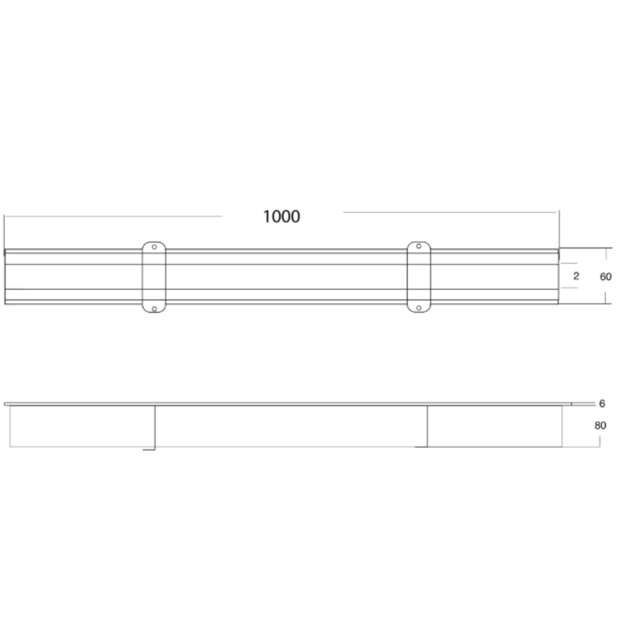 Kupplungsstangen Schlitzrinne | Rostfreier Stahl 85 l / min | 230 x 230 mm