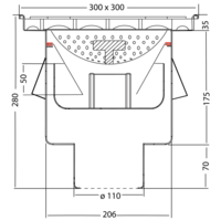 Bodenablauf Edelstahl Vertical Anschluss | 30(B)x30(T)x29(H) cm