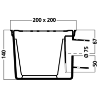 Bodenablauf Edelstahl Horizontal Anschluss | 20(B)x20(T)x14(H) cm