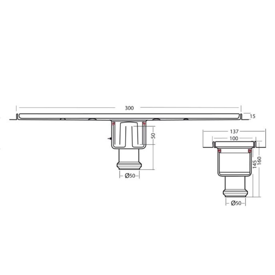 Bodenablauf Edelstahl Vertikal Anschluss | 30(B)x10(T)x16(H) cm