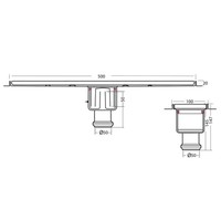 Bodenablauf Edelstahl Vertikal Anschluss | 50(B)x10(T)x10(H) cm