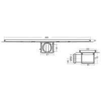 Bodenablauf Edelstahl Horizontal Anschluss | 60(B)x10(T)x10(H) cm