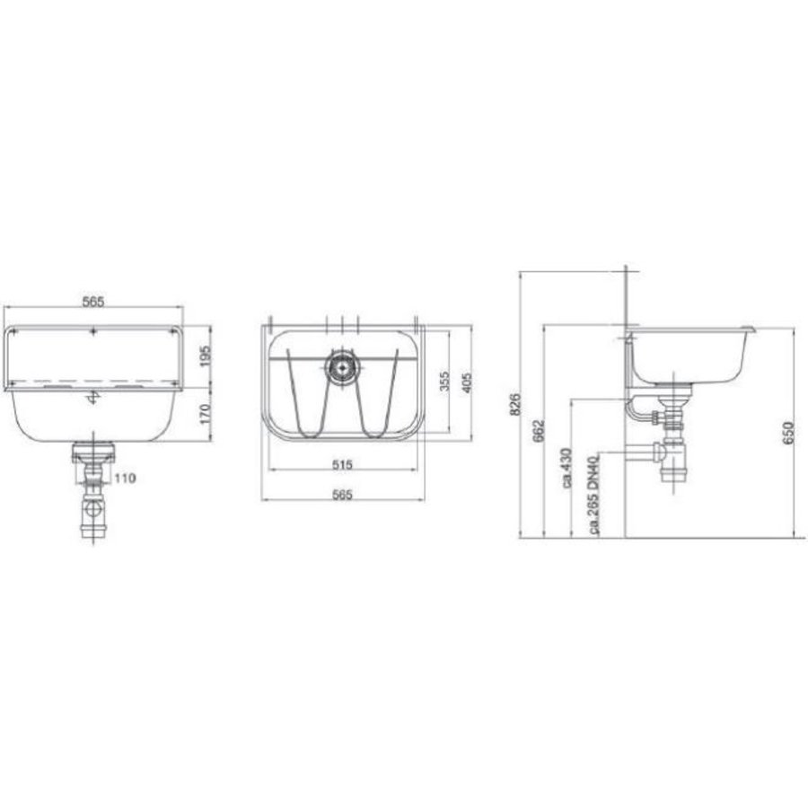 Edelstahl Standardspüle 560x404MM