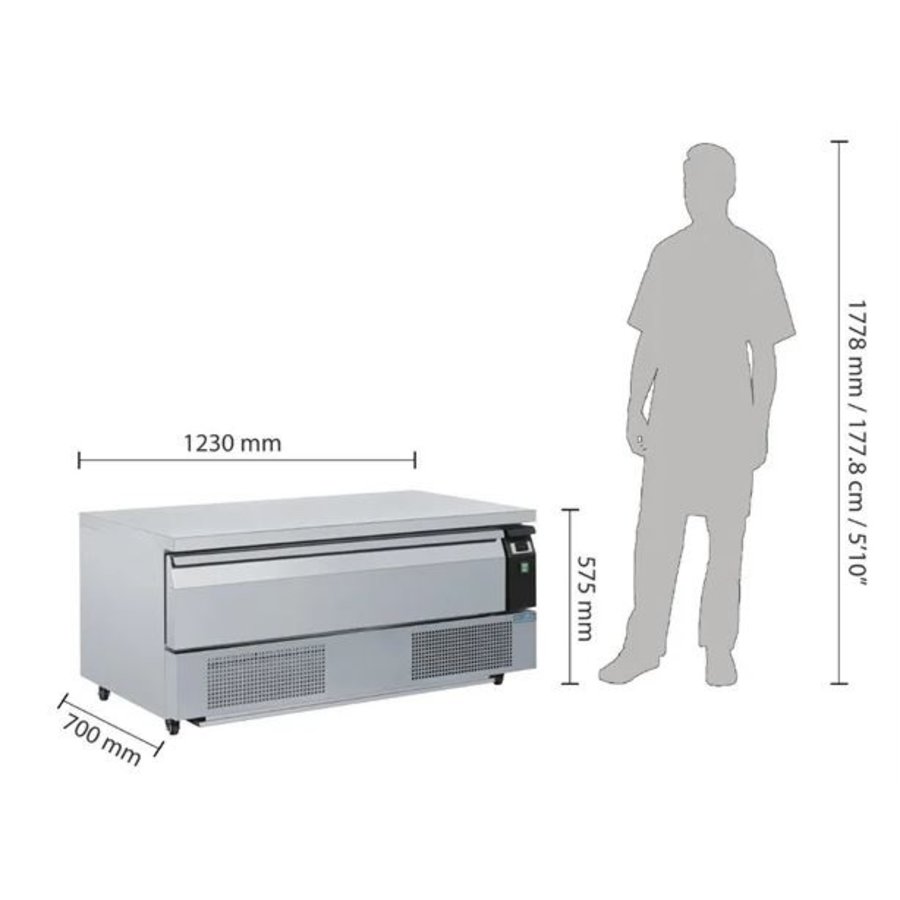 Gefrierschrank | Edelstahl | 1 Schublade | 61(H)x123(B)x70(T) cm